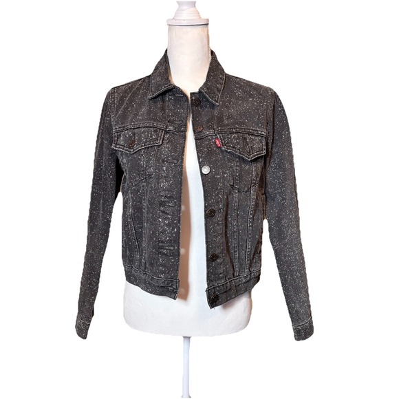 Levi's Jackets & Blazers - Levi's Black Splatter Denim Trucker Jacket Women's Size Small Acid Wash
